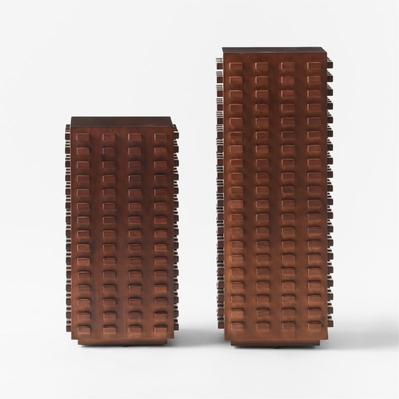 Toron 2-Piece Dark Brown Acacia Wood Pedestal Table Set - Image 1