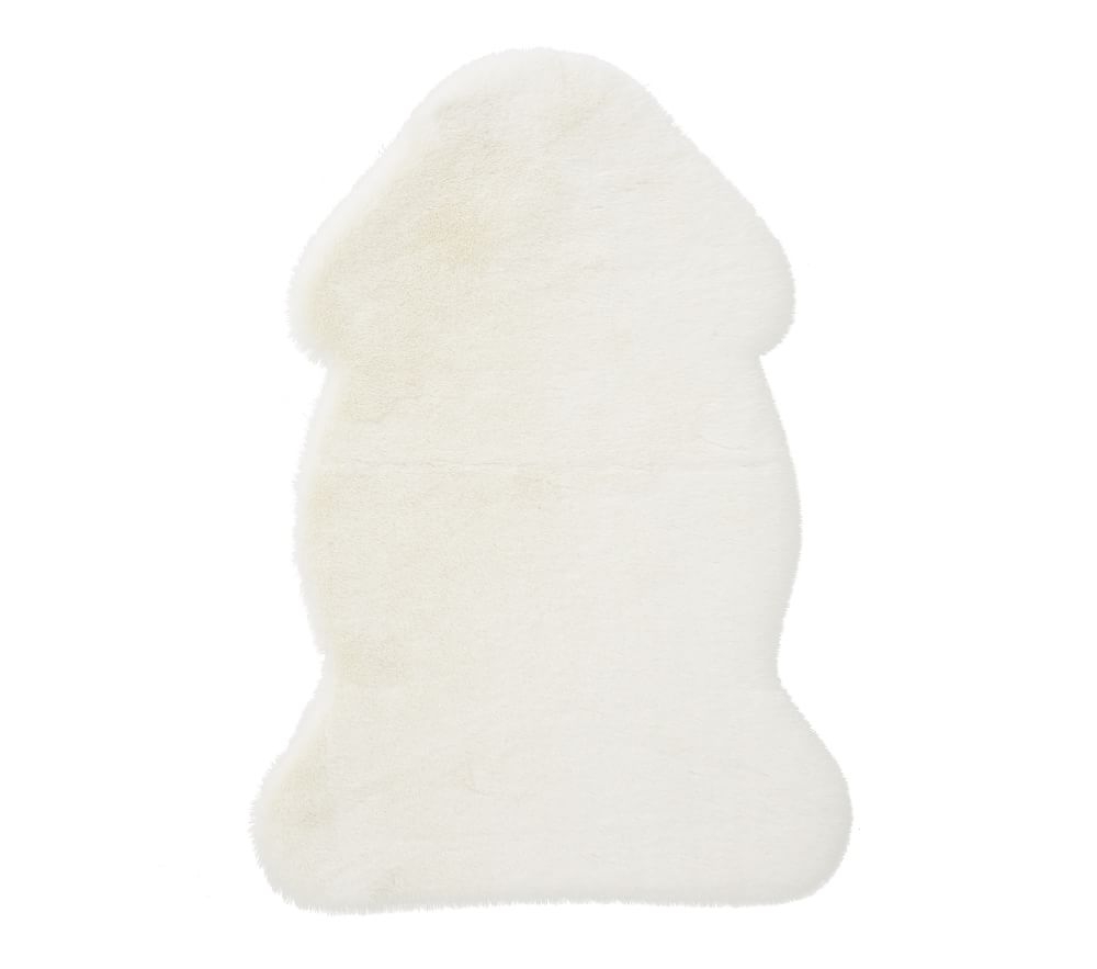 Machine Washable Nursery Faux Fur Shaped Rug, 4x6 Feet, Ivory - Image 0