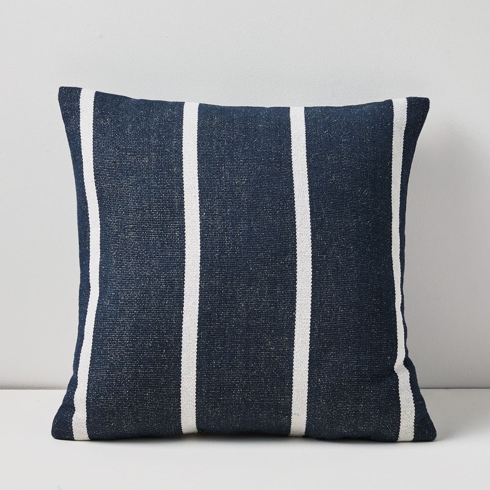 Outdoor Simple Stripe Pillow, 20"x20", Midnight, Set of 2 - Image 0