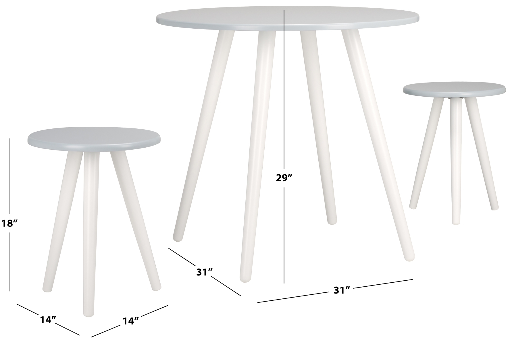 Whitman 3 Piece Dining Set - Light Grey / White - Safavieh - Image 7