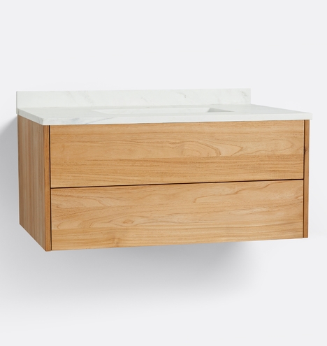 Geneva Wall Mount Teak Single Vanity - Image 0