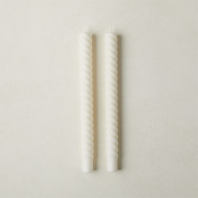 Warm White Twisted Taper Candles Set of 2 - Image 0