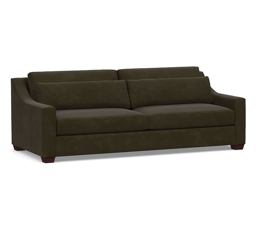 York Deep Slope Arm Leather Grand Sofa 95" 2-Seater, Polyester Wrapped Cushions, Aviator Blackwood - Image 0