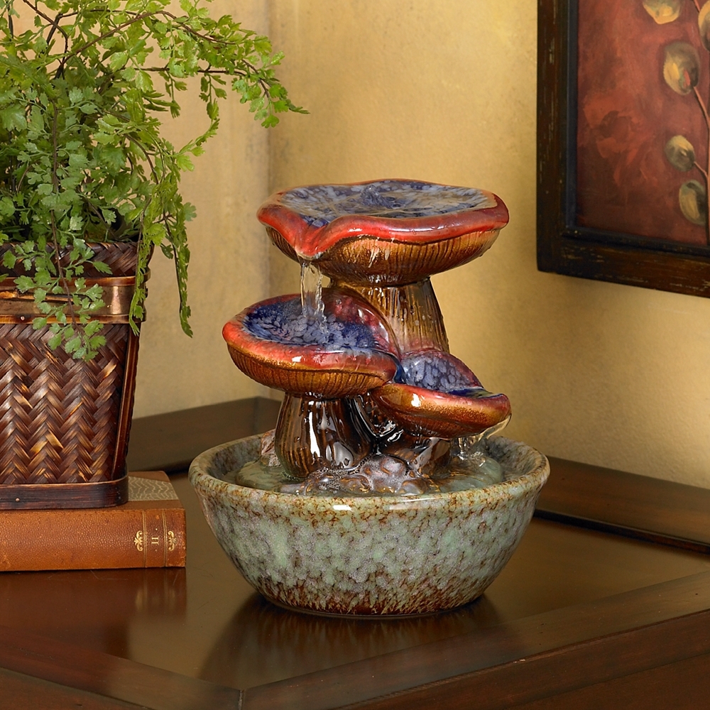 Toadstool 9 1/4" High Three Tier Tabletop Fountain - Style # 56907 - Image 0