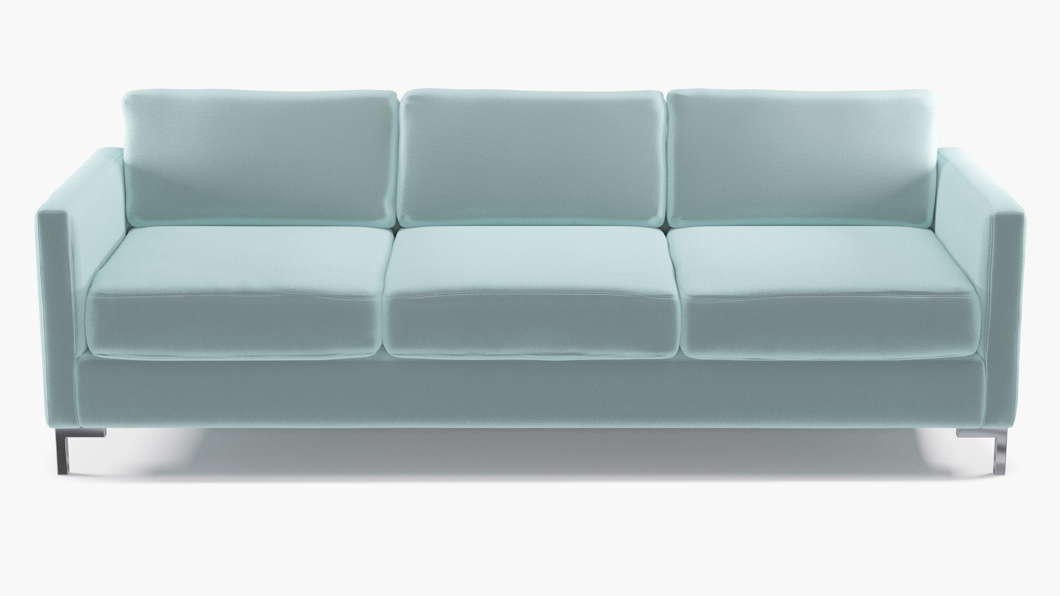 Modern Sofa, Spa Performance Plush Velvet, Chrome L Leg - Image 0