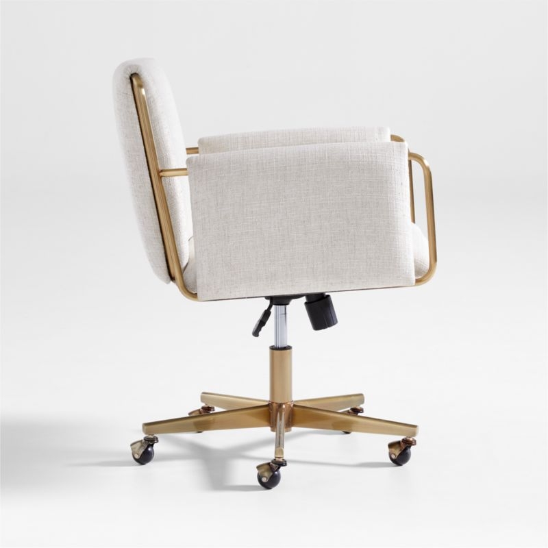 Caterina Natural Upholstered Office Chair with Brass Base - Image 3