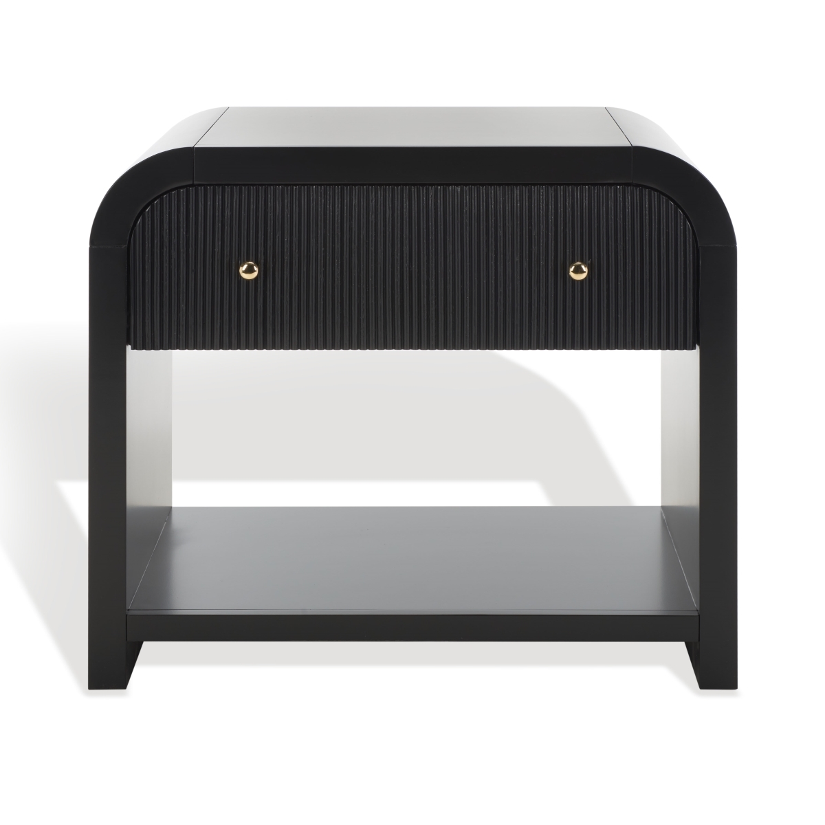 Liabella 1 Drw Curved Nightstand - Black/Gold - Image 0