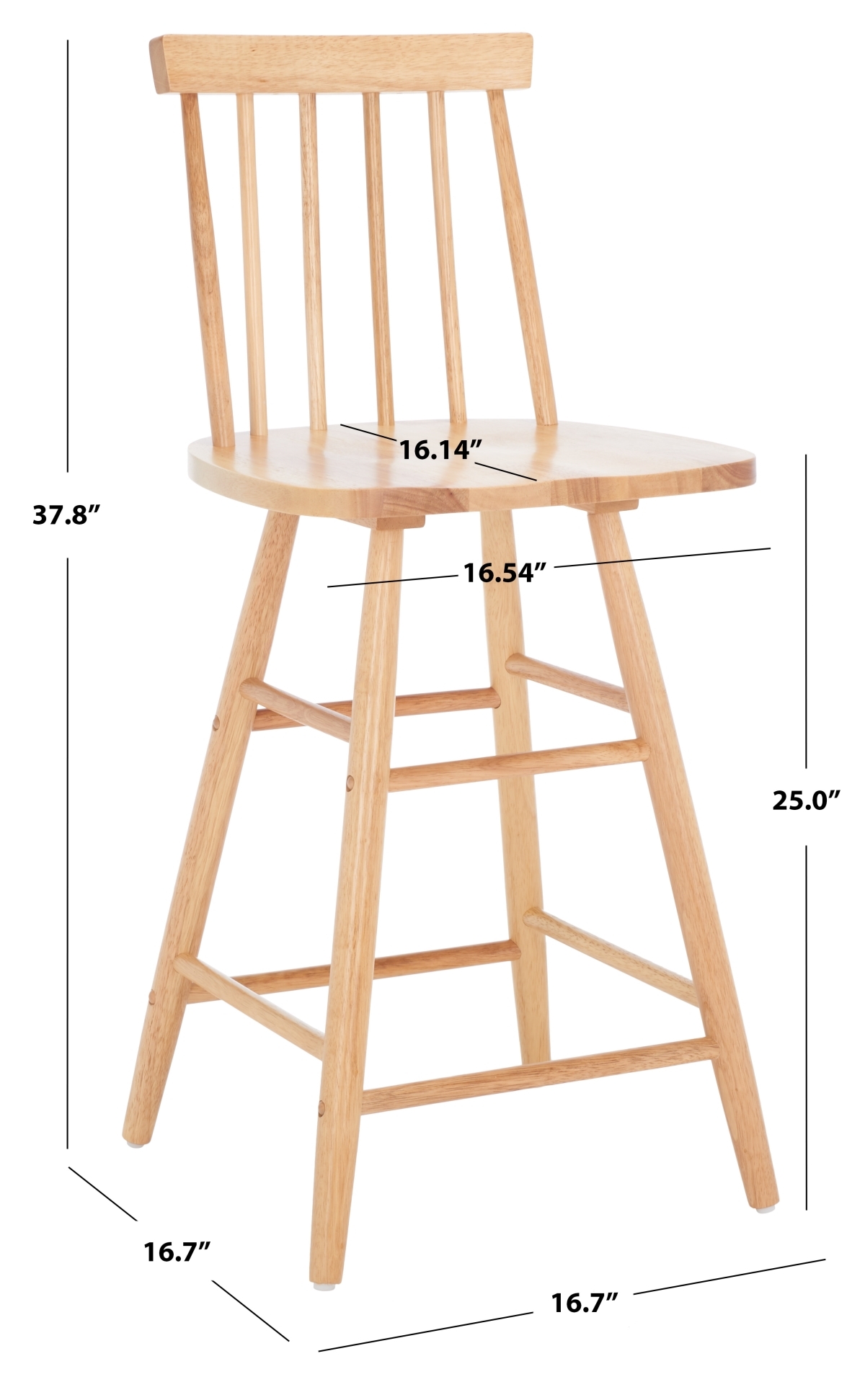 May Wood Counter Stool - Natural - Safavieh - Image 8
