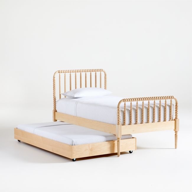 Jenny Lind Maple Wood Spindle Kids Twin Bed with Trundle - Image 0