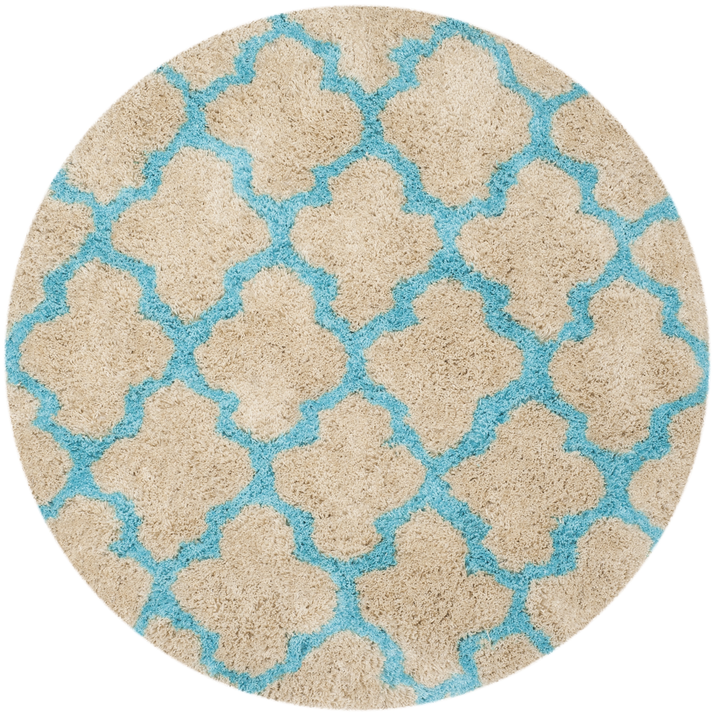 Arlo Home Hand Tufted Area Rug, BSG319K, Cream/Blue,  5' X 5' Round - Image 0