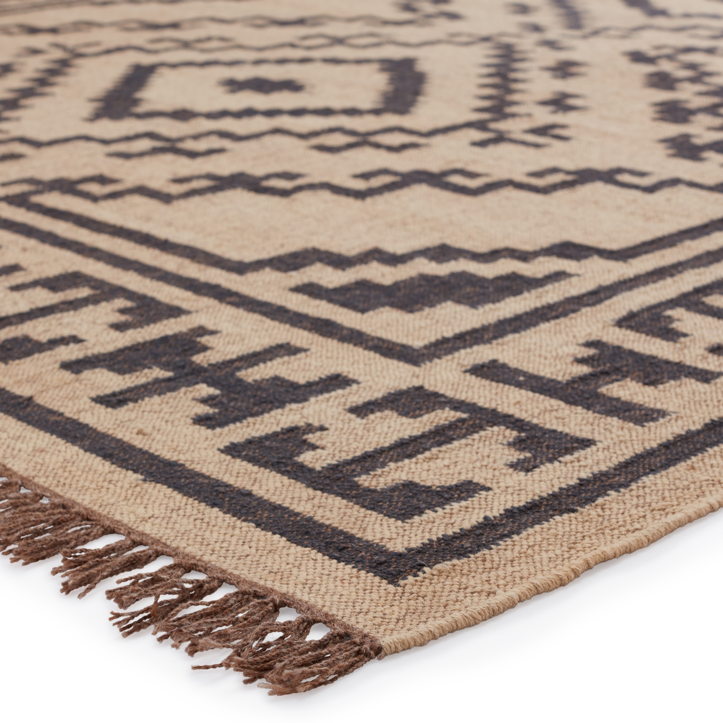 Jaima Handmade Tribal Beige/ Black Area Rug (5'X8') - Image 1