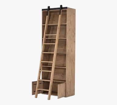 Braemar 35.5" x 98" Bookcase With Ladder, Smoked Pine - Image 5