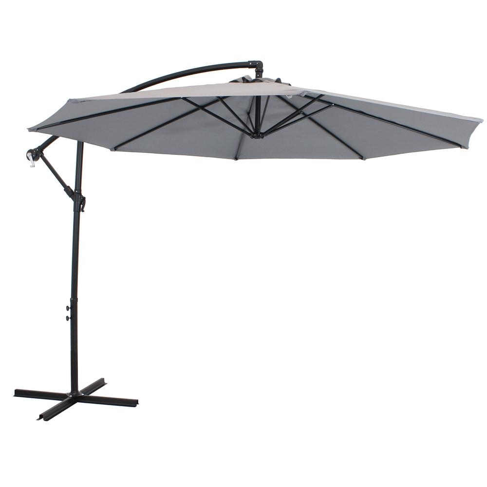 Sunnydaze Decor 9.5 ft. Steel Cantilever Offset Outdoor Patio Umbrella with Crank in Smoke - Image 0