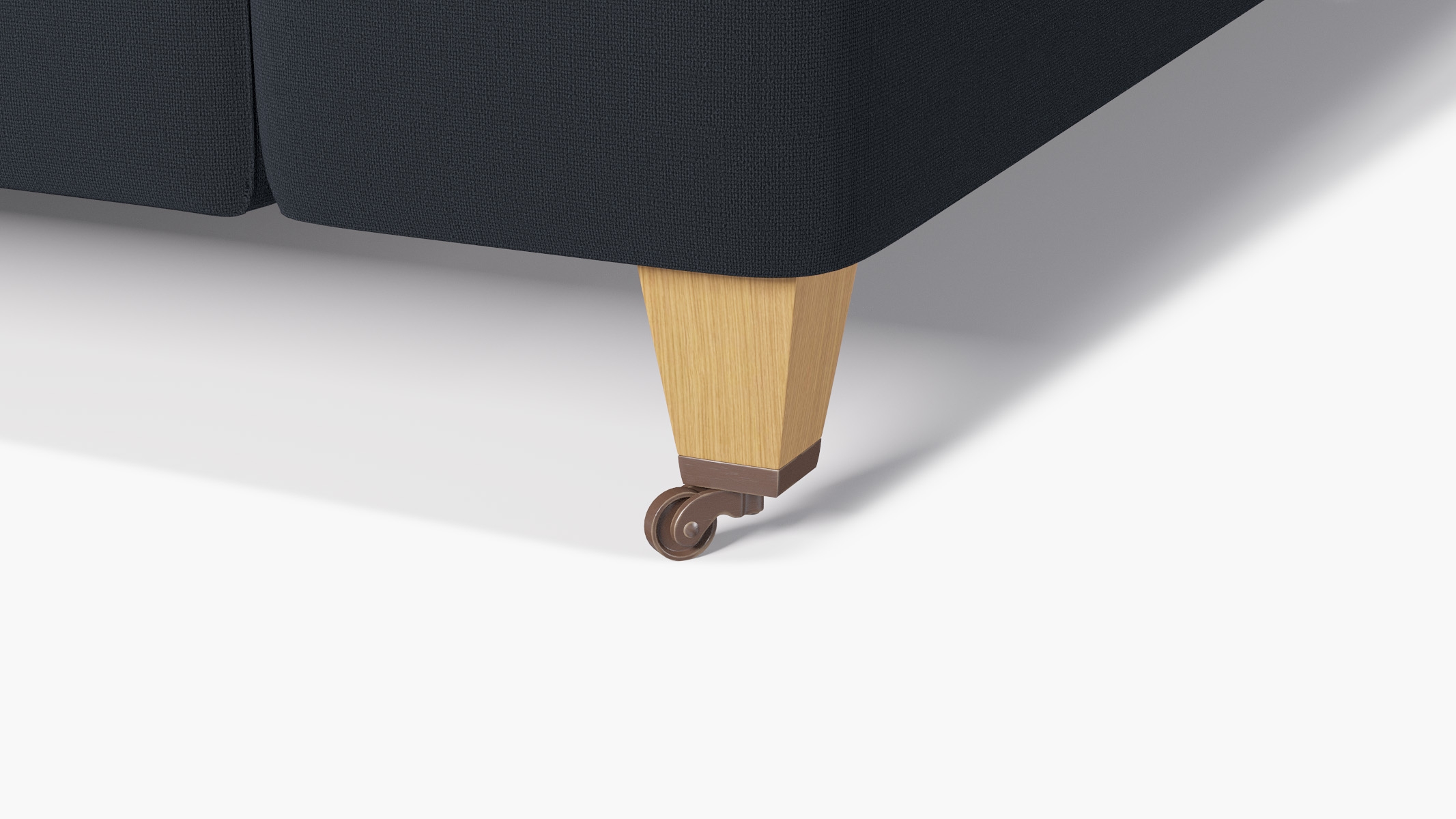 Classic Sofa, Navy Everyday Linen, Natural with Antique Brass Caster - Image 1