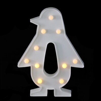 10.25" Battery Operated LED Lighted White Penguin Marquee Sign - Image 0