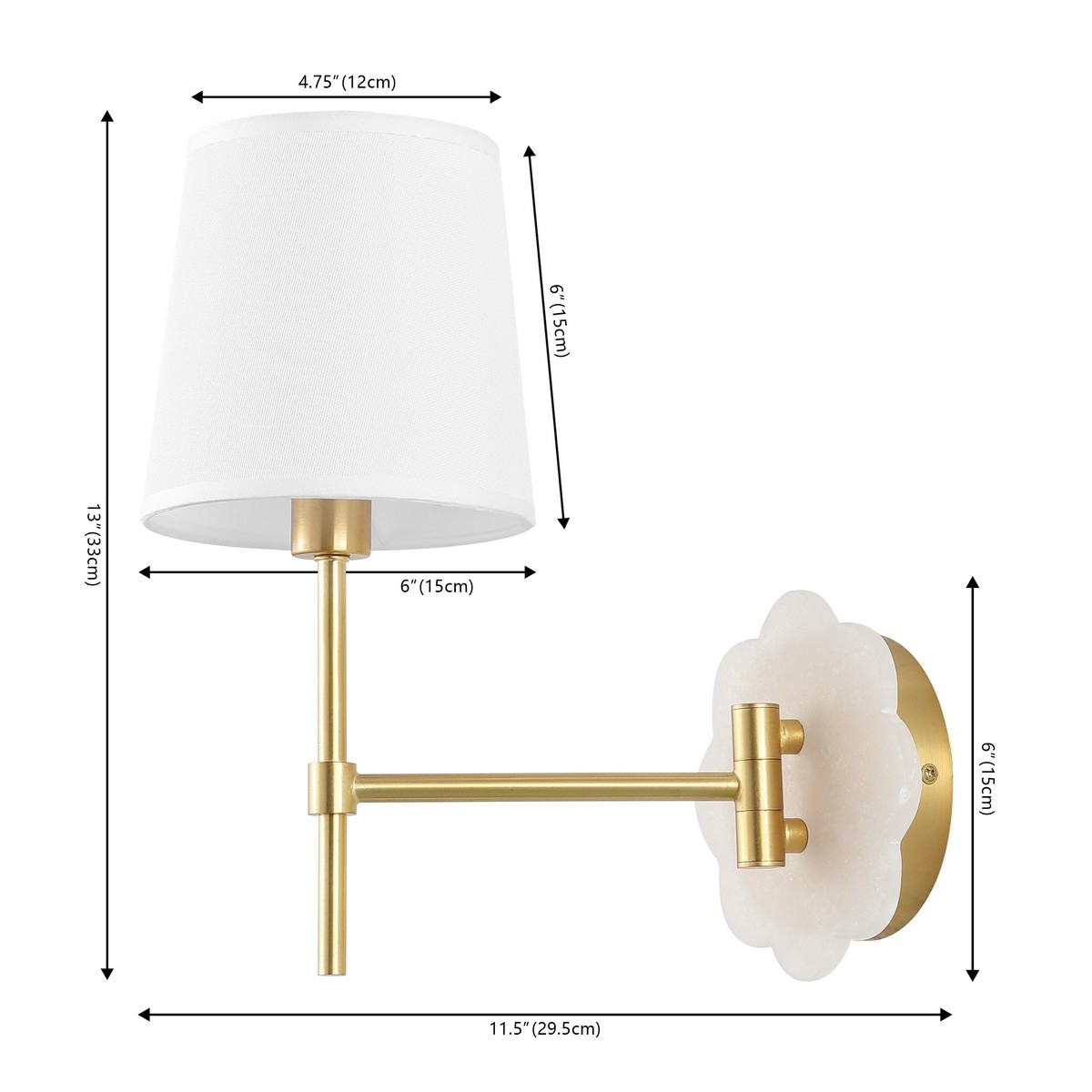 Lyssine 11.5" Wall Sconce - Brass/White - Image 5