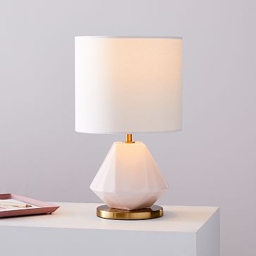 Faceted Porcelain Table Lamp, Small, Blush-Individual - Image 0
