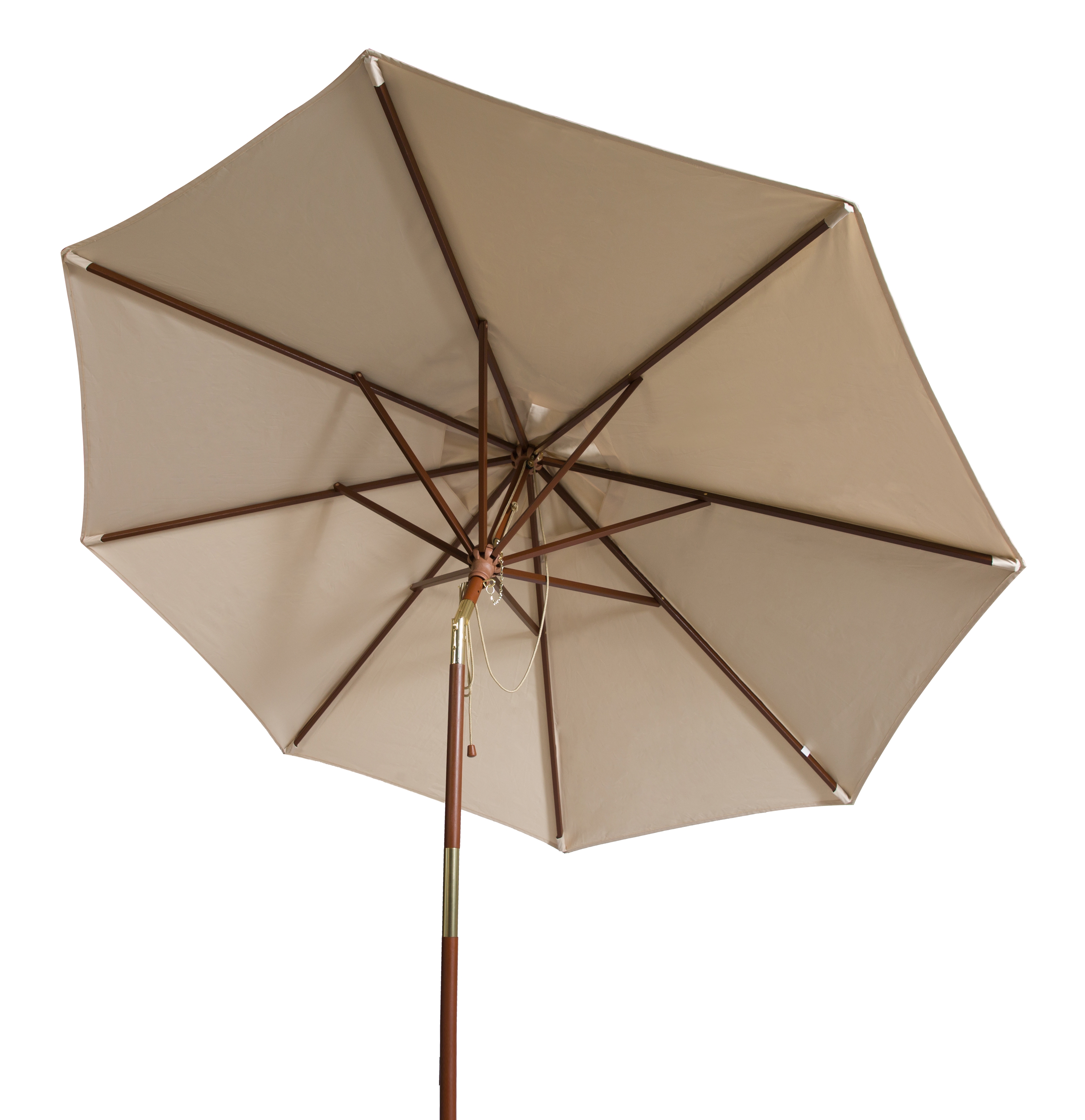 Cannes 9Ft Wooden Outdoor Umbrella, Beige - Image 1