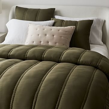 Silky TENCEL Plush Comforter, Full/Queen Set, Dark Olive. Comforter & Sham Set - Image 0