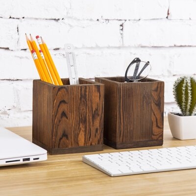 Wood Pencil Holder Cup (Set Of 2) - Image 0