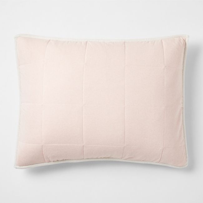 Comfy Tee Organic Cotton Jersey Pink Standard Quilted Bed Pillow Sham - Image 0