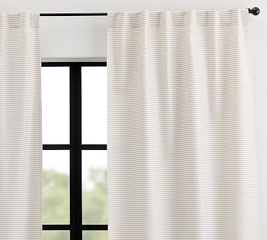 Sunbrella(R) Bungalow Striped Outdoor Curtain, 50 x 84",Flax Stripe - Image 1
