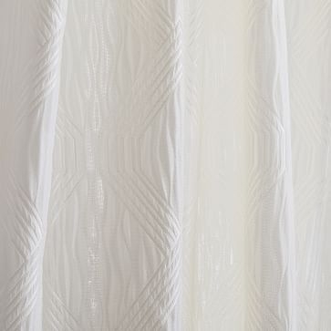 Linear Lattice Jacquard Curtain, Alabaster, 48"x84" - Image 1