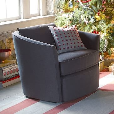 Duffield Swivel Chair, Poly, Yarn Dyed Linen Weave, Steel Gray - Image 1