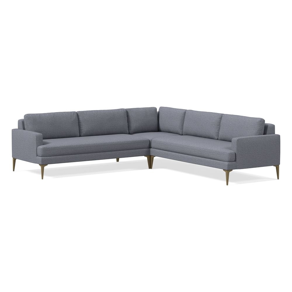 Andes 101" Multi Seat 3-Piece L-Shaped Sectional, Petite Depth, Performance Yarn Dyed Linen Weave, graphite, BB - Image 0