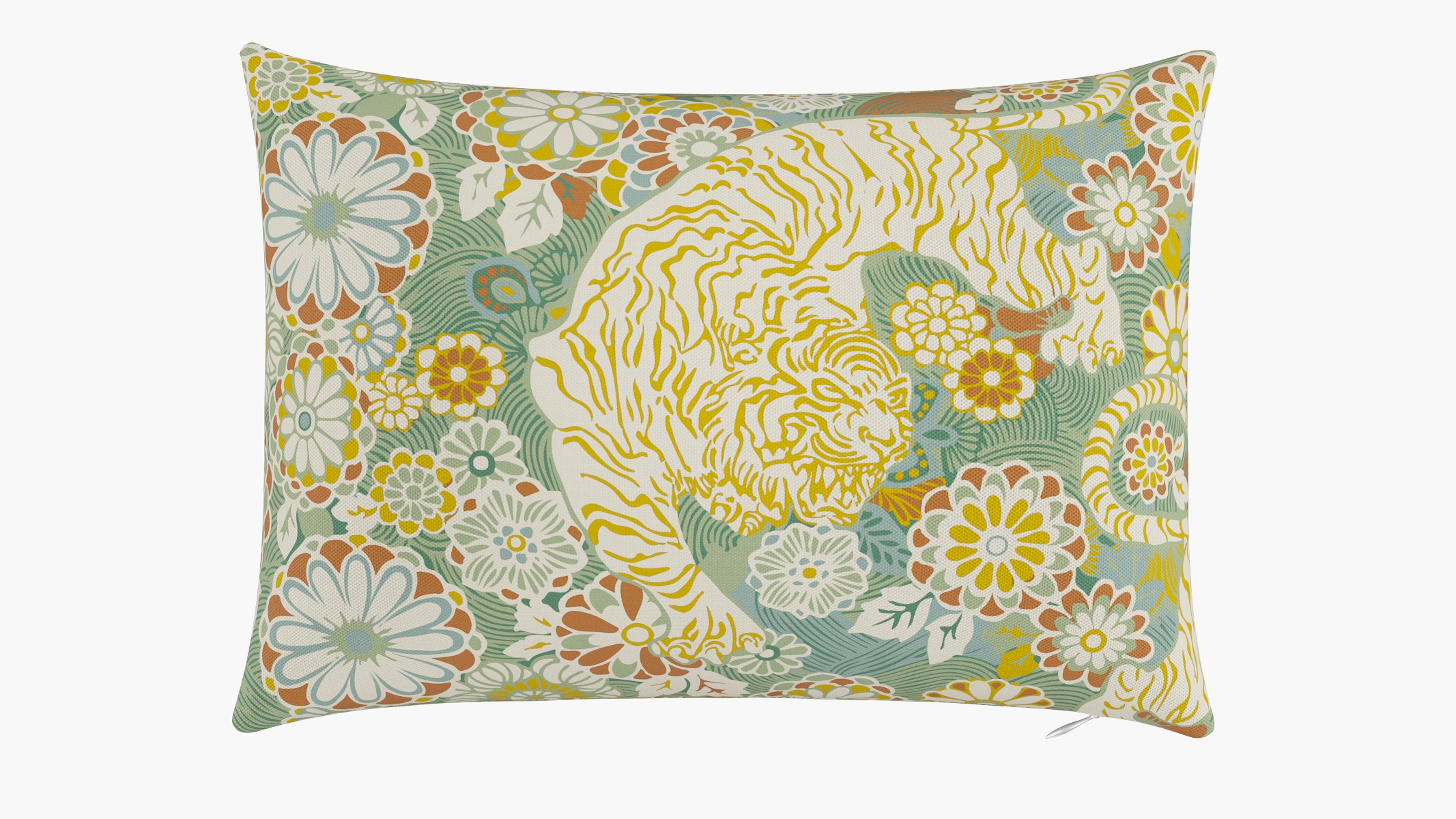 Throw Pillow 14" x 20", Pistachio Siberian Tiger, 14" x 20" - Image 0