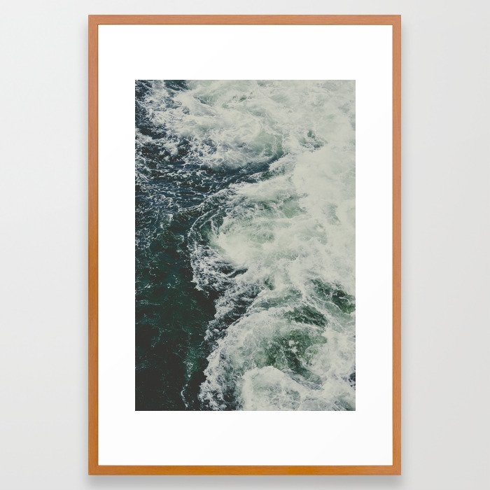 Summer Ocean Waves Framed Art Print by Olivia Joy St.claire - Cozy Home Decor, - Conservation Pecan - LARGE (Gallery)-26x38 - Image 0