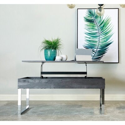 Lift Top Coffee Table Dark Charcoal And Chrome - Image 0