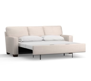 Buchanan Square Arm Upholstered Deluxe Sleeper Sofa, Polyester Wrapped Cushions, Performance Heathered Basketweave Alabaster White - Image 3