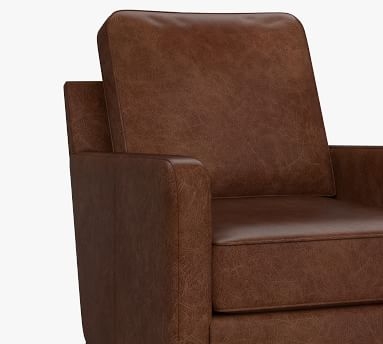 Tyler Leather Curved Armchair, Down Blend Wrapped Cushions, Statesville Molasses - Image 4