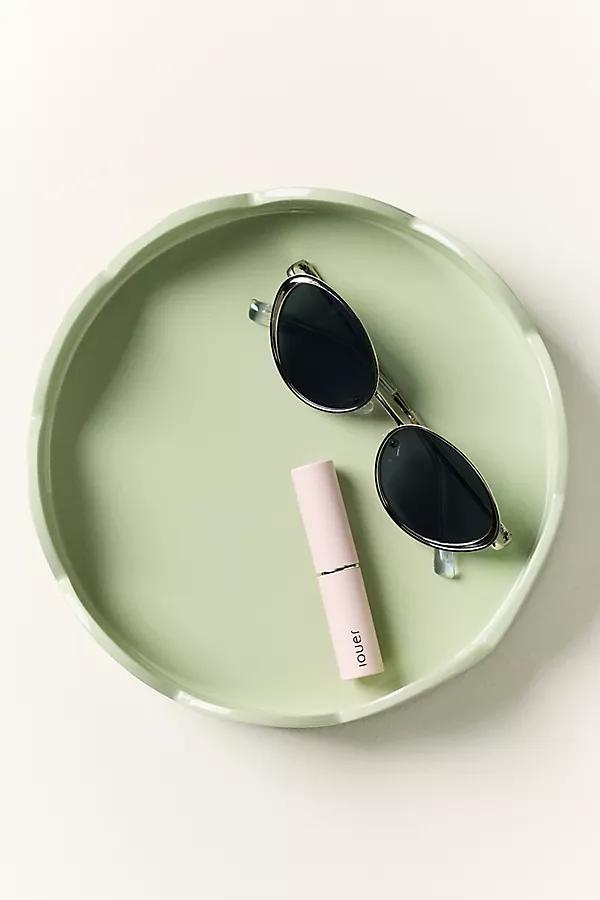 Blue Lacquered Round Scallop Tray - Image 0