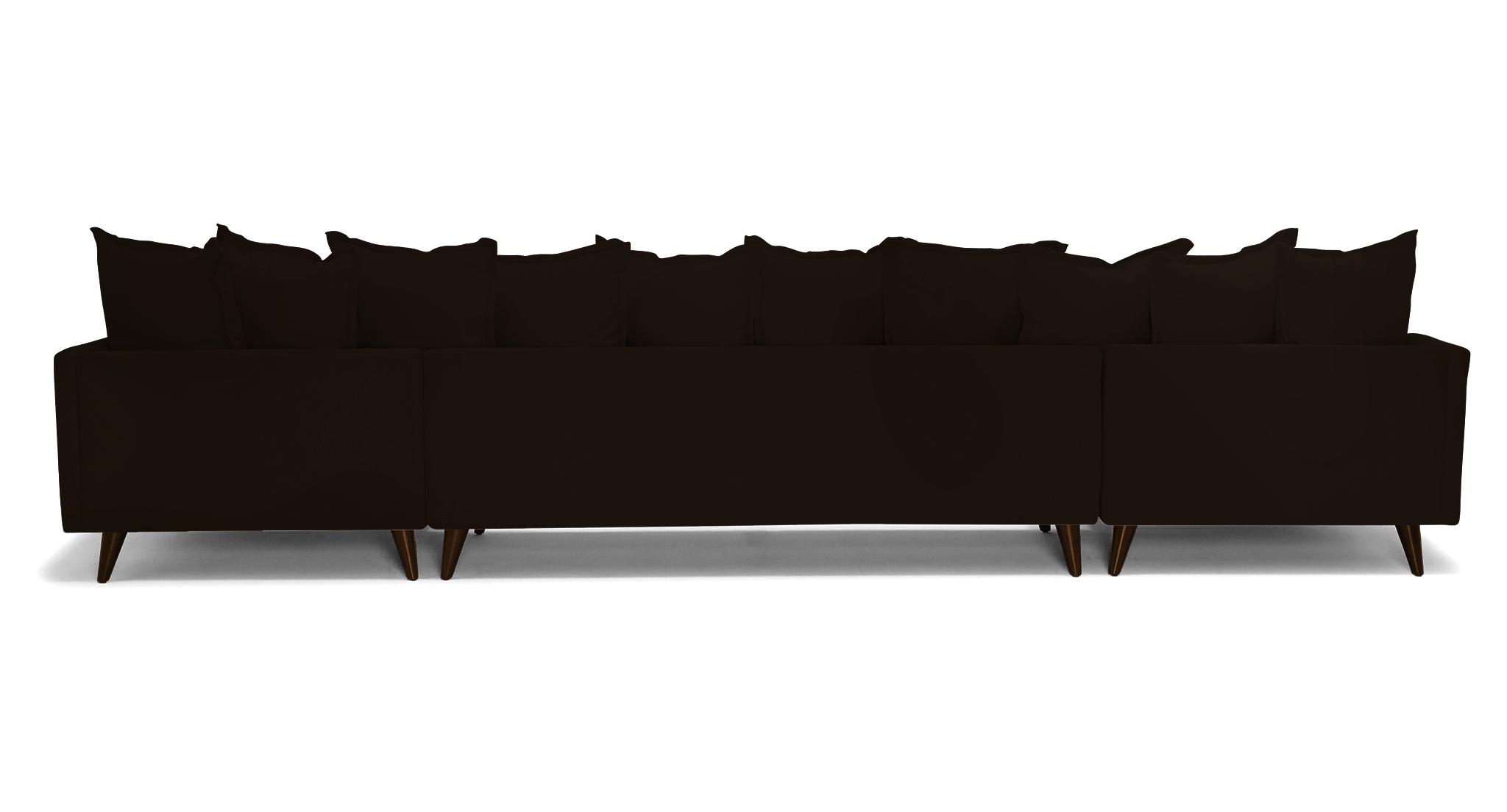 Brown Denna Mid Century Modern U-Chaise Sectional - Aerial Chocolate - Mocha - Image 4