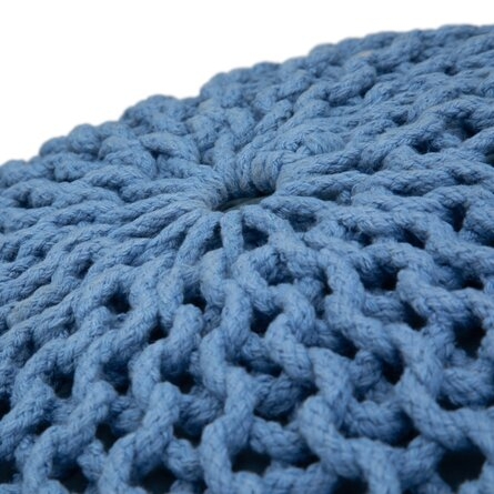 Tieman Hand Knit Round Pouf - Image 1