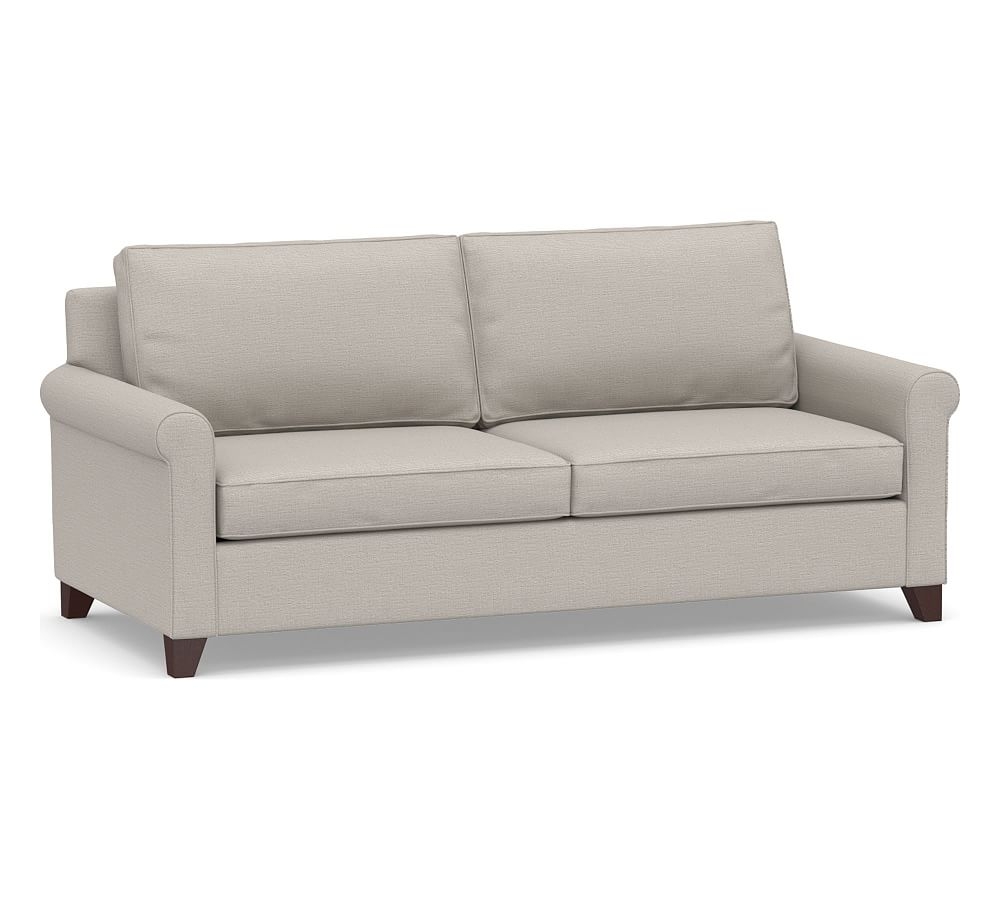 Cameron Roll Arm Upholstered Deep Seat Sofa 2-Seater 88", Polyester Wrapped Cushions, Chunky Basketweave Stone - Image 0
