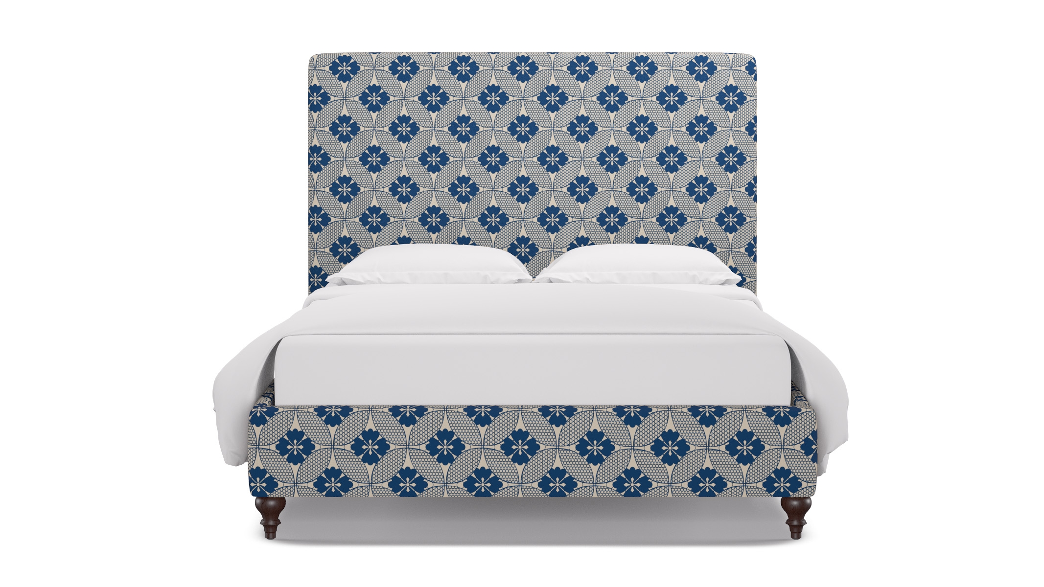 Classic Bed, Bright Navy Solaire, Espresso Traditional Turned Leg, Twin - Image 0