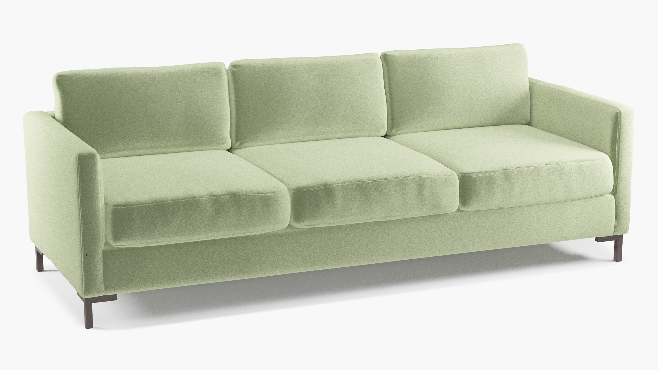 Modern Sofa, Celadon Performance Plush Velvet, Bronze L Leg - Image 1