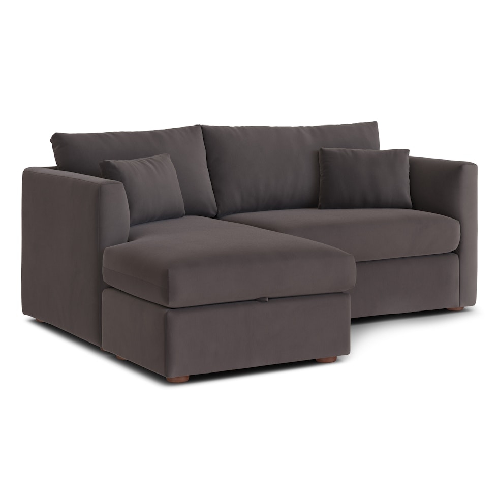 Marina 80" Velvet Reversible Storage Sectional - Hale Warm Gray - Image 0