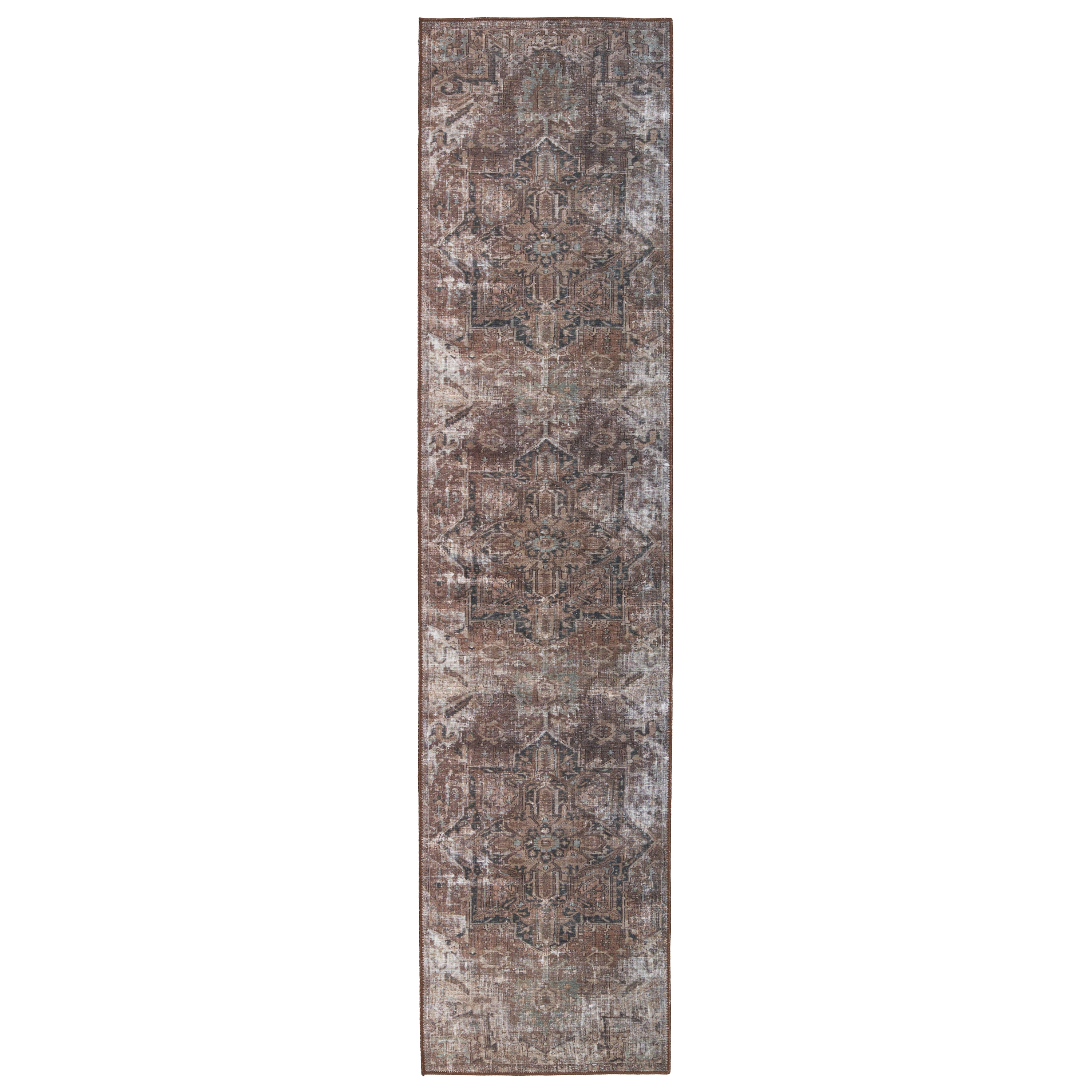 Kate Lester + Minita Medallion Brown/ Tan Runner Rug (2'6"X10') - Image 0
