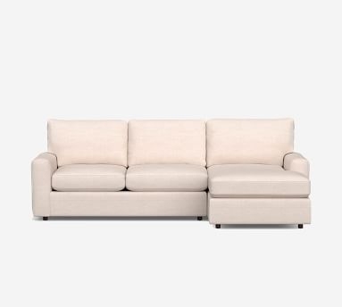 Pearce Modern Square Arm Upholstered Left Arm Loveseat with Chaise Sectional, Down Blend Wrapped Cushions, Performance Heathered Basketweave Platinum - Image 2