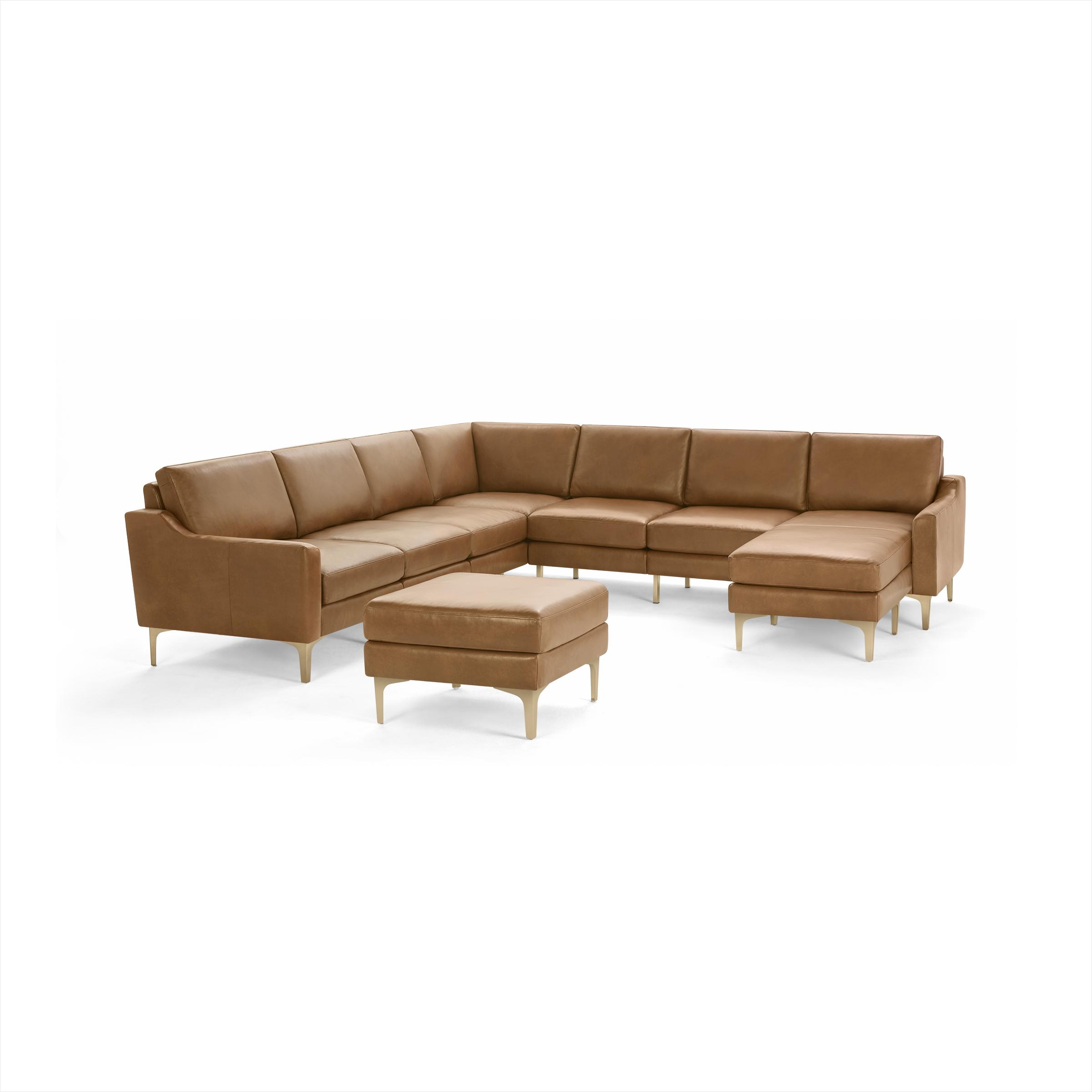 The Nomad Leather 7-Seat Corner Sectional with Chaise and Ottoman - Image 0