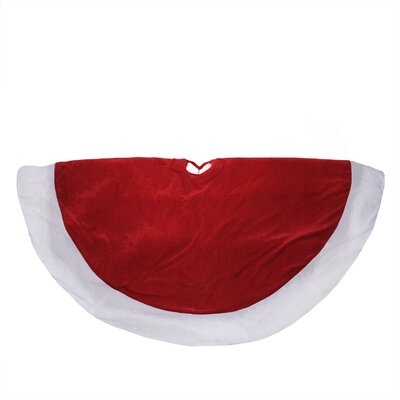 60 Traditional Red and Green Velveteen Christmas Tree Skirt - Image 0