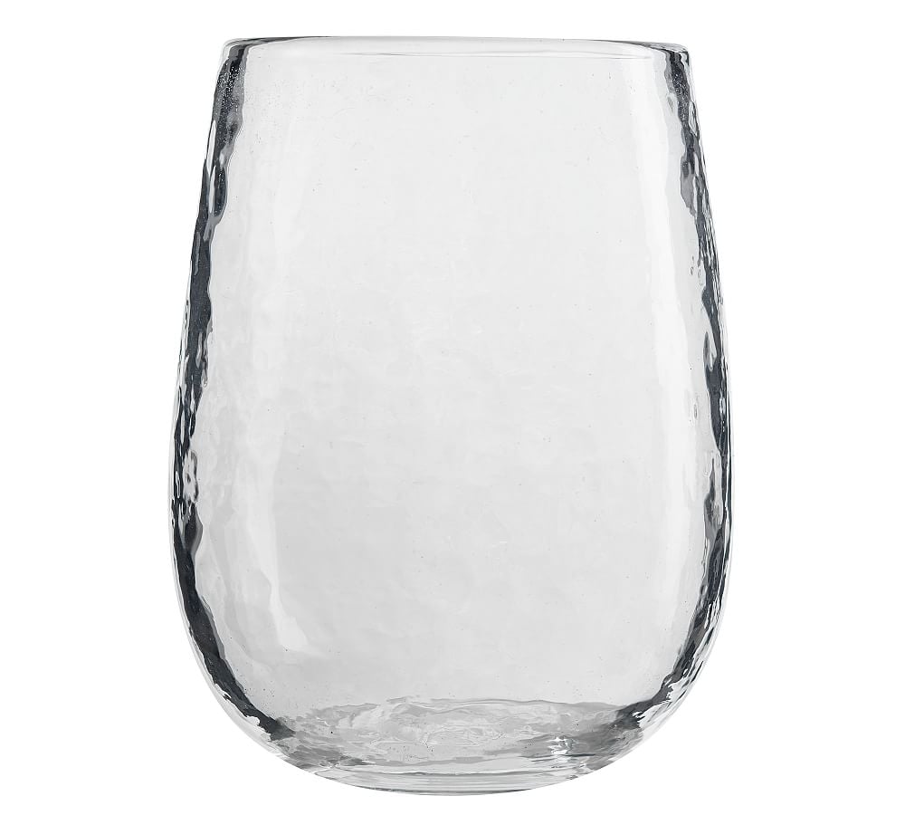 Hammered Glass Stemless Wine Glasses, Set of 4 - Clear - Image 0