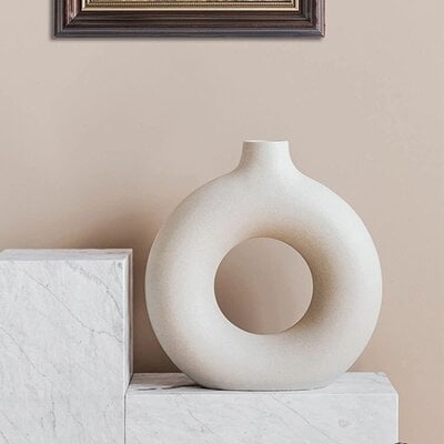 Ceramic Vase Modern Decorative Flower Vase Round Vase For Home Decor,Shelf Decor,Large Vase(Vase Only) - Image 0