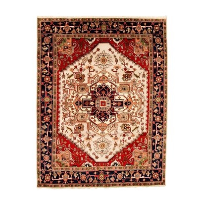 One-of-a-Kind Cynai Hand-Knotted New Age 8'11" x 11'8" Wool Area Rug in Cream/Red - Image 0