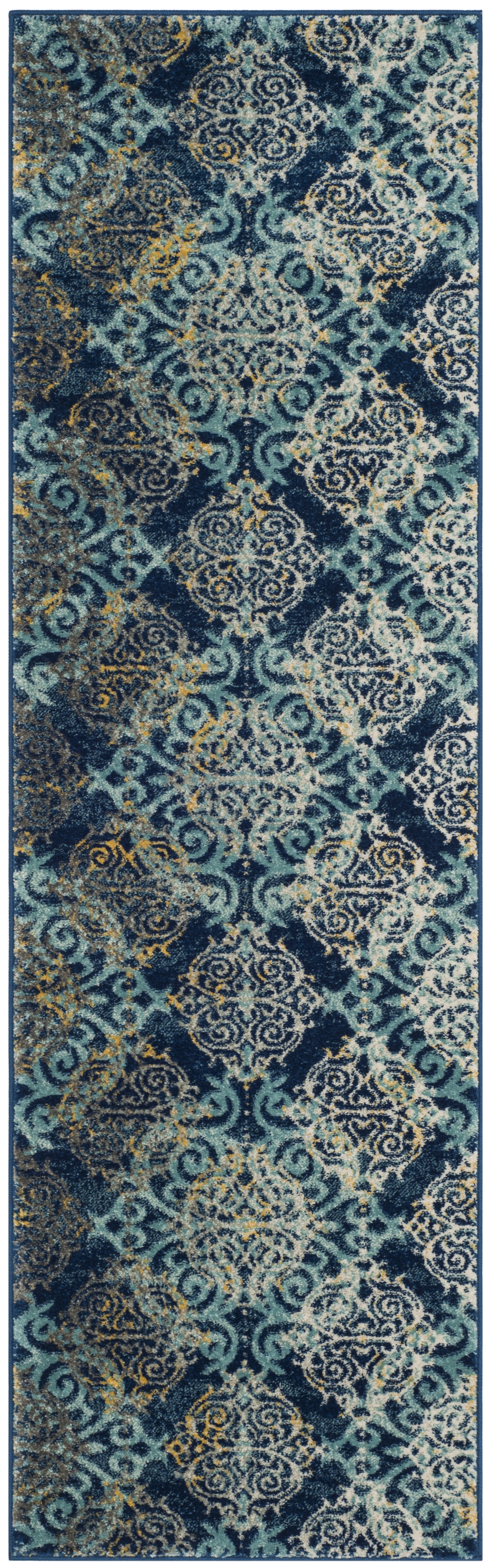 Arlo Home Woven Area Rug, EVK230A, Royal/Light Blue,  2' 2" X 7' - Image 0