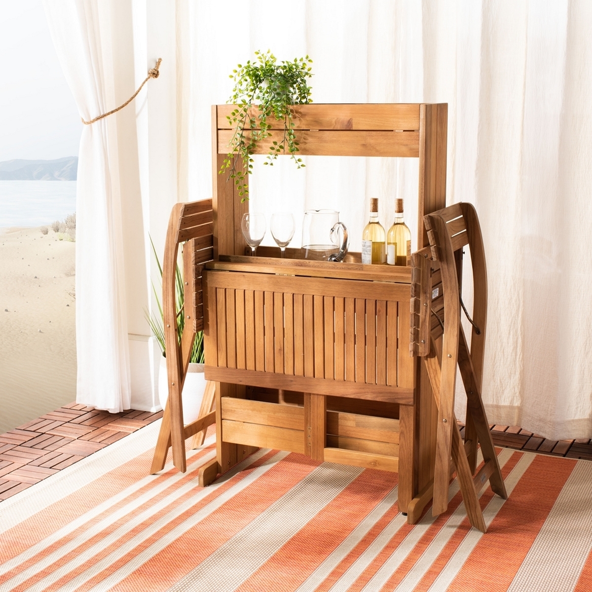 Barley Flower Shelf Bistro Set - Natural - Safavieh - Image 1